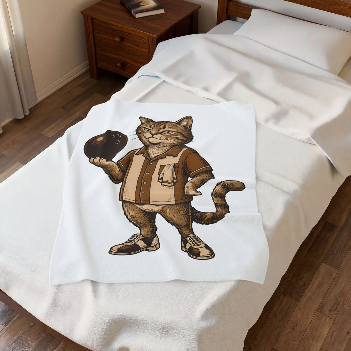 Bowling Kitten Blanket Sports Pet Gift Women Retro Blanket Kitten Blanket Athlete Fan Vintage Blanket Animal Graphic Sketch Bowling Sphere Blanket