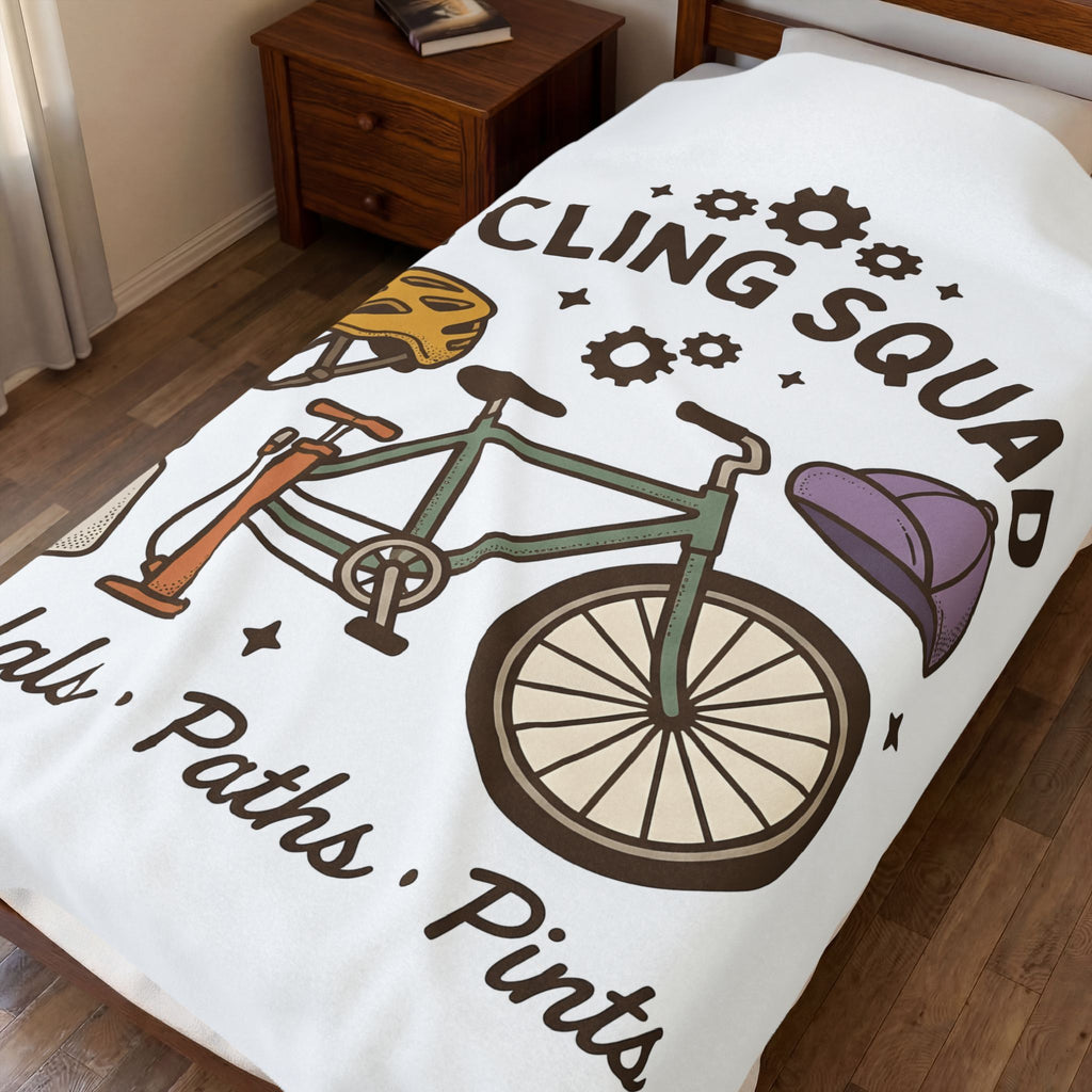 Cycle Image Blanket Cycling Sports Gift Women Cartoon Blanket Bicycle Blanket Cyclist Enthusiast Comic Blanket Athletic Graphic Design Graphic