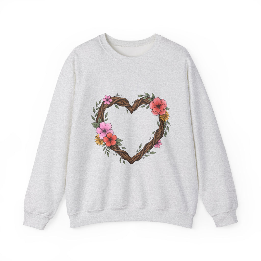 Floral Heart Sweatshirt Boho Chic Nature Gift Women Hand Drawn Sweatshirt Heart Sweatshirt Bohemian Fan Illustrated Sweatshirt Environmental Graphic Botanical