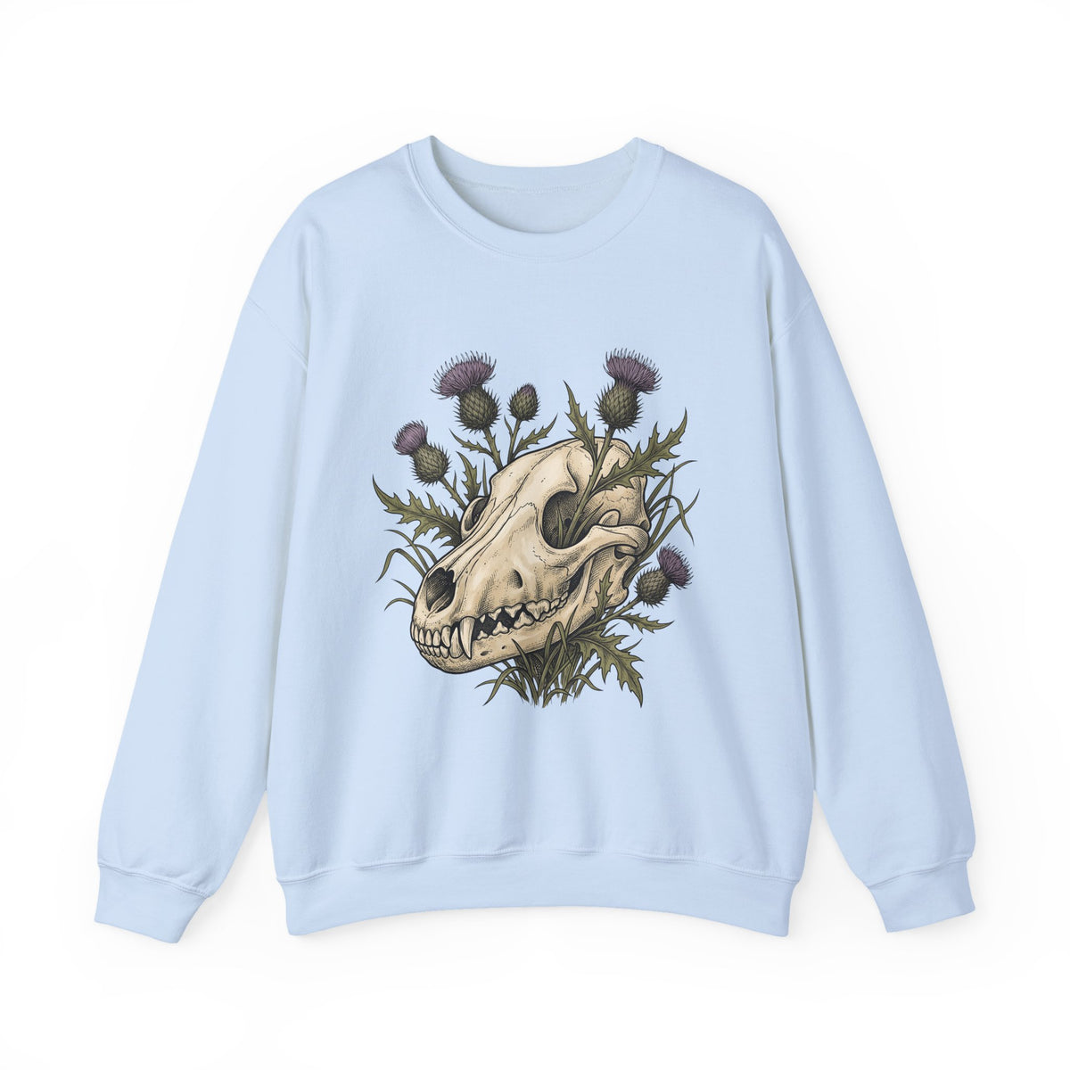 Animal Skull Sweatshirt Animals & Flowers Spooky Gift Women Sketch Sweatshirt Cranium Sweatshirt Wildlife Fan Illustration Graphic Sweatshirt Hand Drawn