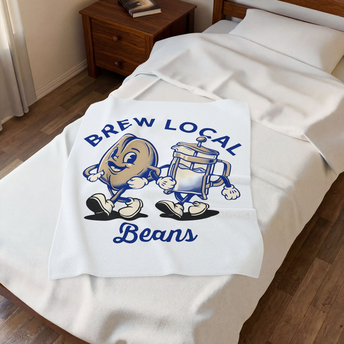 Coffee Bean French Press Blanket Coffee Foodie Gift Women Cartoon Blanket French Press Coffee Blanket Coffee Fan Cartoony Blanket Food Graphic