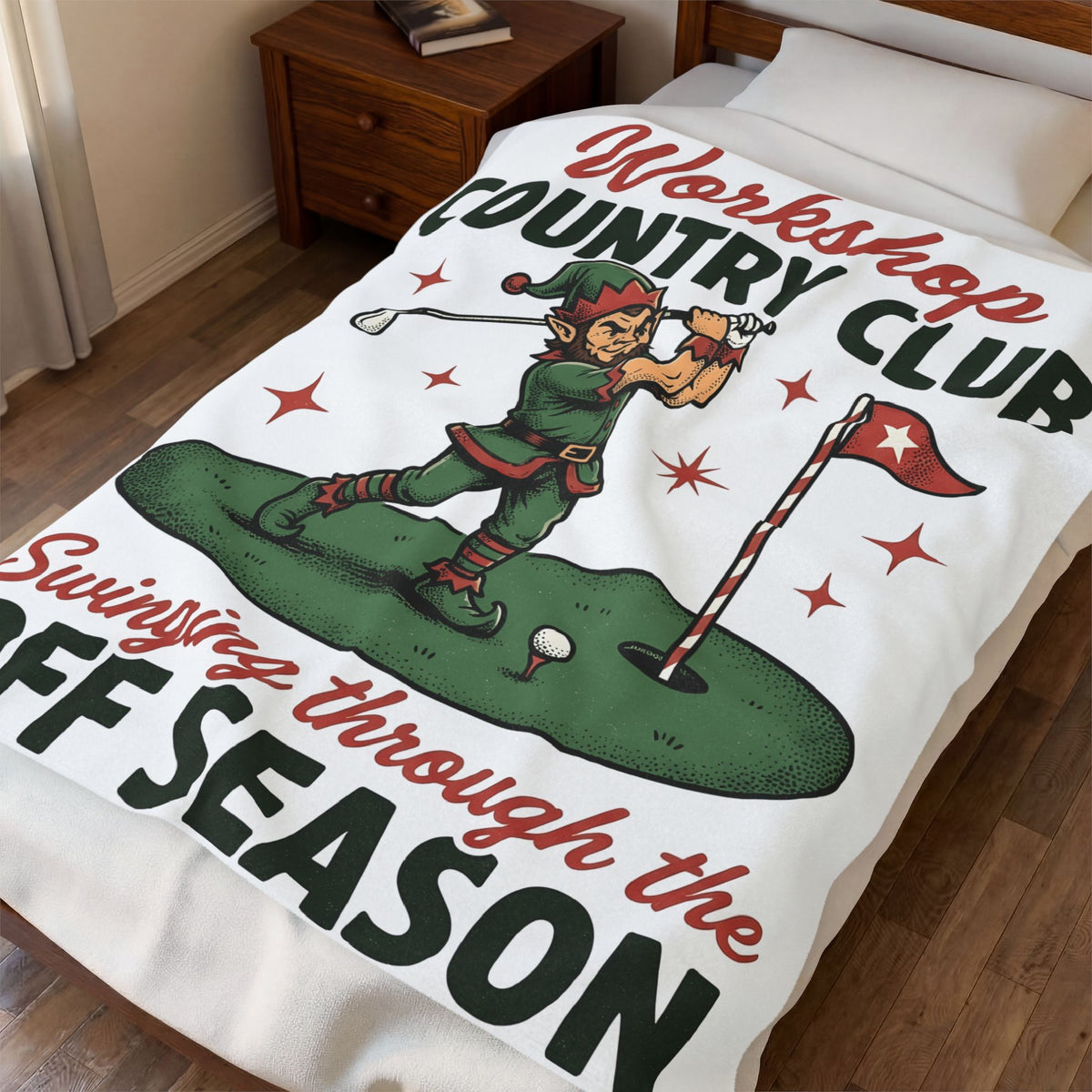 Festive Elf Golf Blanket Christmas Workout Gift Women Sketch Blanket Elf Golfing Blanket Christmas Fan Fitness Graphic Classic Golf Post Blanket