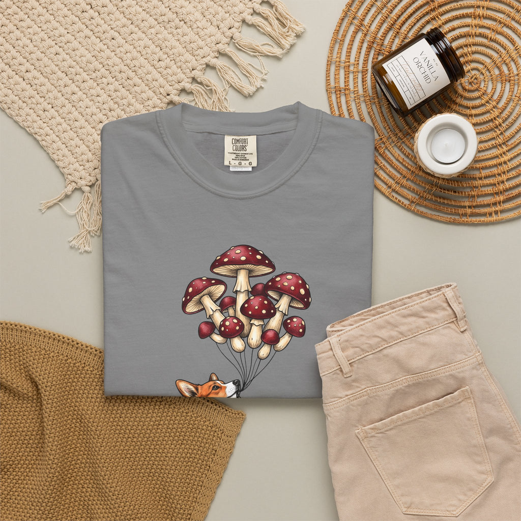 Corgi Puppy T-Shirt Dog Outdoors Gift Women Floral T-Shirt Puppy T-Shirt Dog Fan Canine Graphic Outdoorsy Design Antique Toadstool T-Shirt