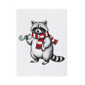 Raccoon Illustration Blanket Animals Holiday Gift Women Sketch Blanket Trash Panda Blanket Wildlife Fan Drawing Graphic Christmas Retro Peppermint