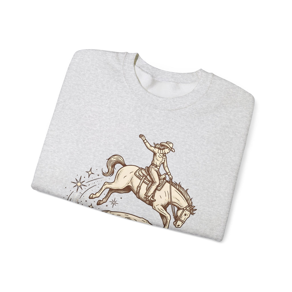 Cowboy Horse Cowgirl Ranch Gift Retro Stallion Cowboy Fan Horseback Sketch Crescent Sweatshirt