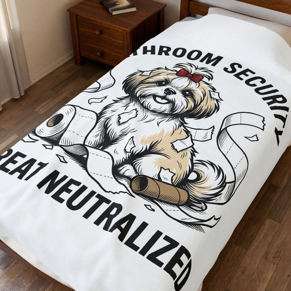 Shih Tzu Puppy Blanket Dog Joke Gift Women Comic Blanket Puppy Blanket Dog Fan Cartoon Blanket Humor Graphic Sketch Bathroom Paper Blanket