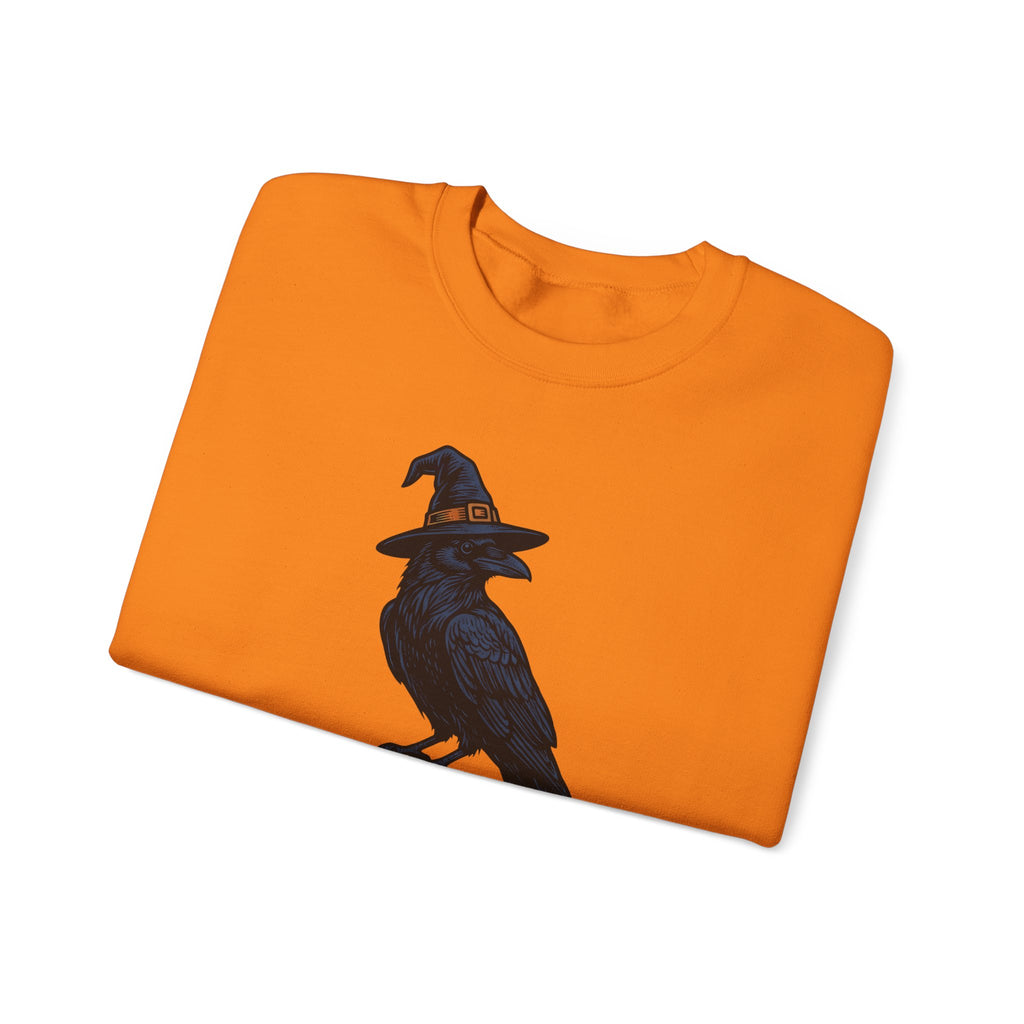 Raven Wizard Hat Sweatshirt Halloween Horror Gift Women Antique Sweatshirt Witch Hat Sweatshirt Spooky Fan Occult Sweatshirt Horror Graphic Ink Fortune Ball