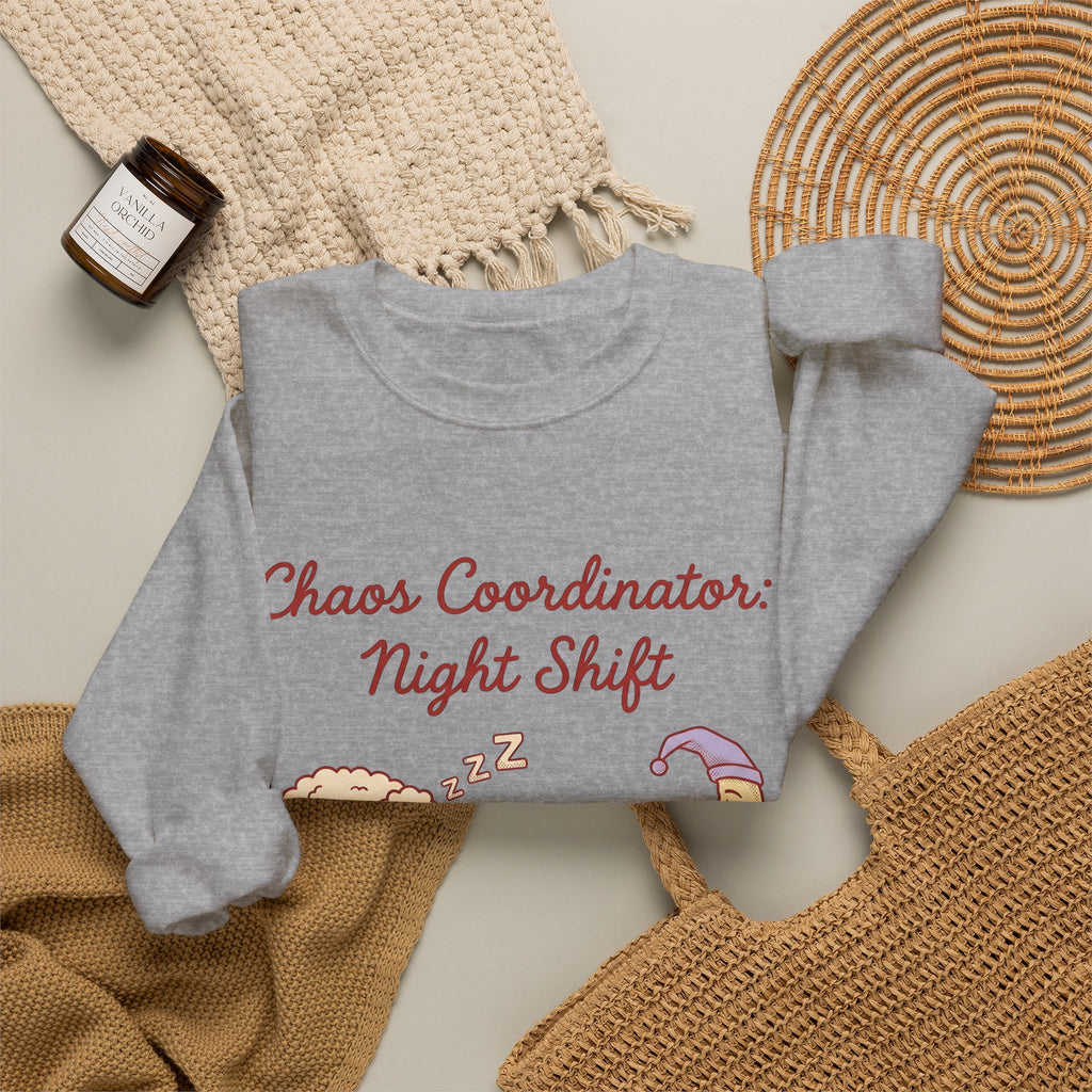 Sleep Items Print Sweatshirt Moms Sleepytime Gift Women Line Art Sweatshirt Bedtime Sweatshirt Motherhood Enthusiast Illustration Design Slumber Graphic