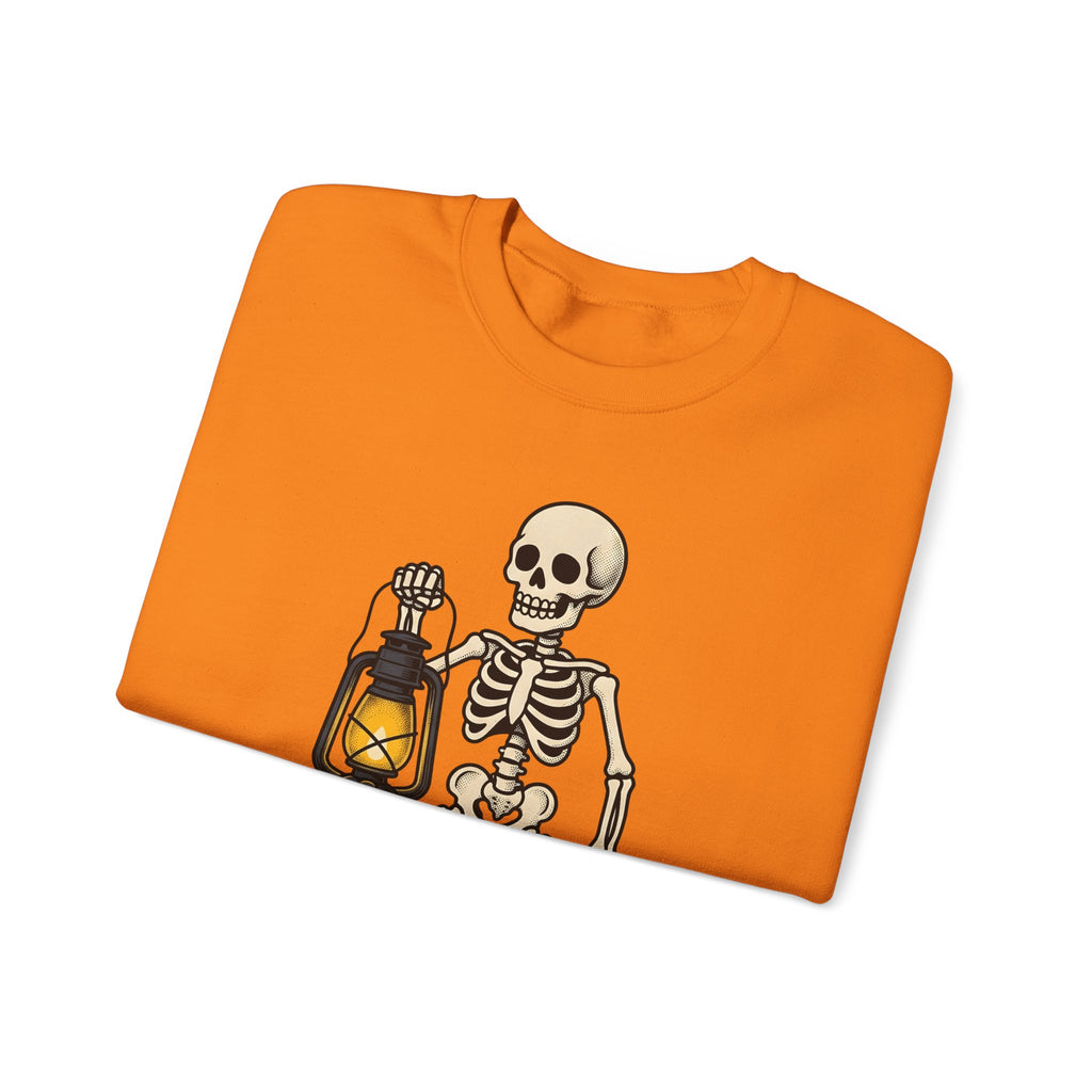 Skeleton Lantern Halloween Spooky Gift Vintage Jack O Lantern Horror Fan Creepy Hand Drawn Sweatshirt