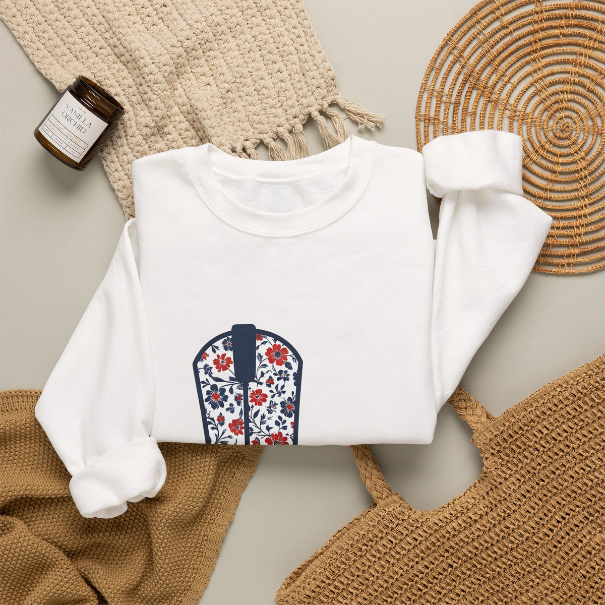 Western Boot America 4Th Of July Cowboy Gift Flower Boot Patriot Fan Floral Rodeo Sweatshirt