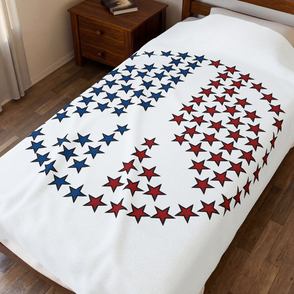 Peace Sign Stars Blanket 4th Of July Calm Gift Women Independence Blanket Star Symbol Blanket Patriot Fan Retro Blanket Serene Graphic Throwback