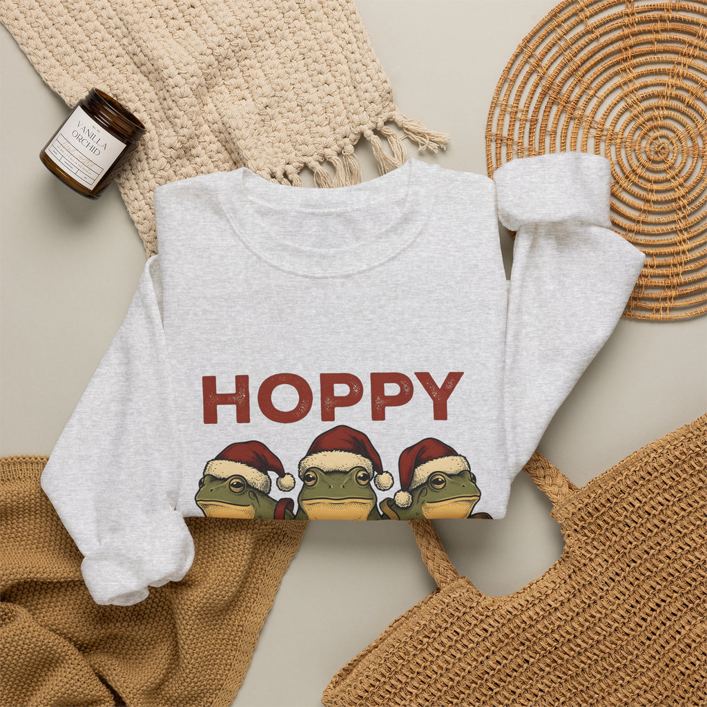 Frog Holiday Hats Christmas Wildlife Gift Cartoon Toad Xmas Fan Toad Animal Line Sash Sweatshirt