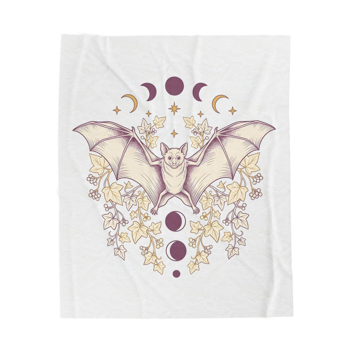 Bat Drawing Blanket Cottagecore Dark Gift Women Hippie Blanket Bat Blanket Cottage Fan Bohemian Blanket Gothic Graphic Antique Plant Blanket
