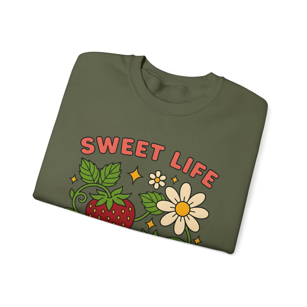 Strawberry Flower Boho Chic Produce Gift Strawberry Hippie Fan Illustrated Fruit Vintage Sweatshirt