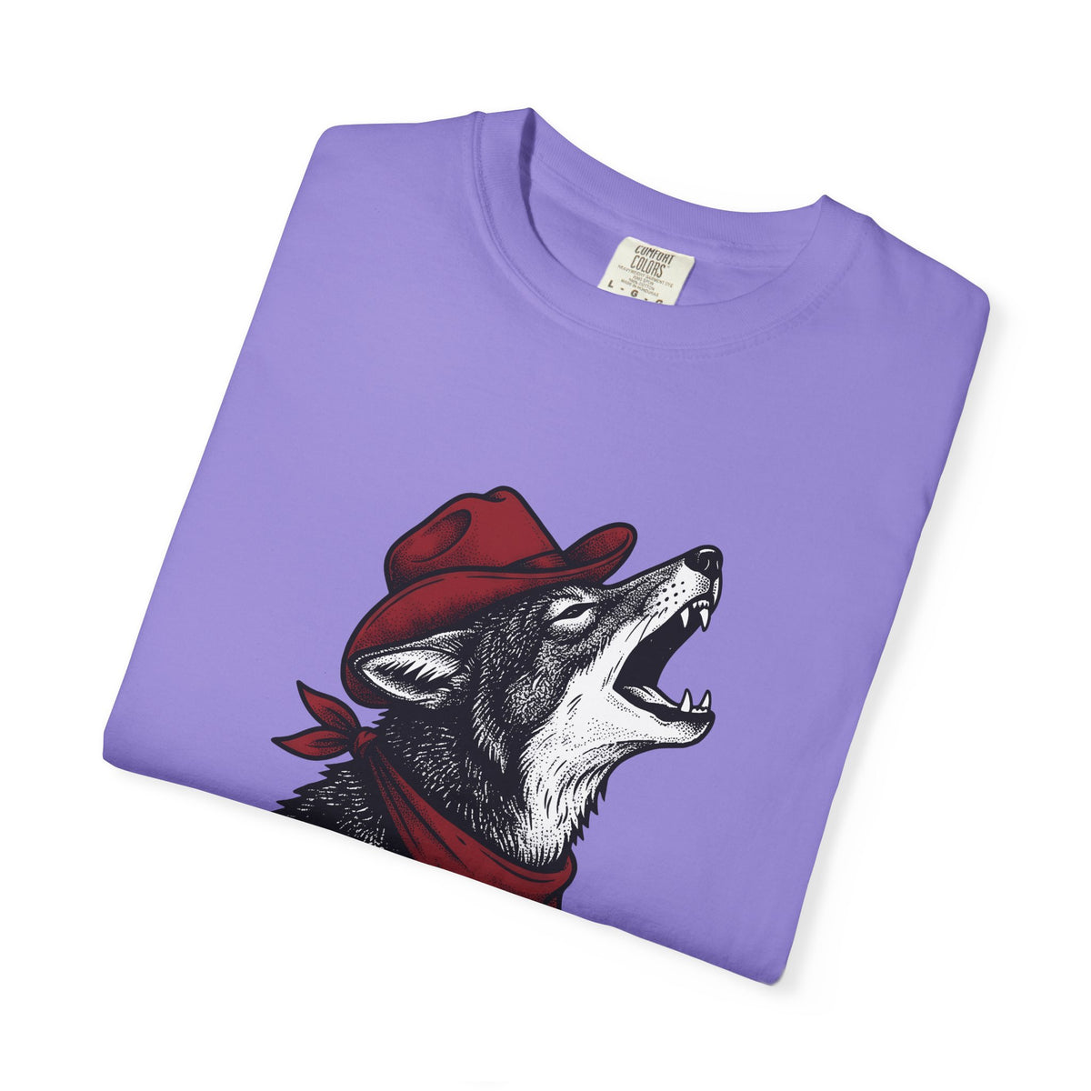 Cowboy Wolf T-Shirt Cowgirl Western Gift Women Vintage T-Shirt Werewolf T-Shirt Cowboy Fan Retro T-Shirt Rodeo Graphic Hand Drawn Bandana T-Shirt