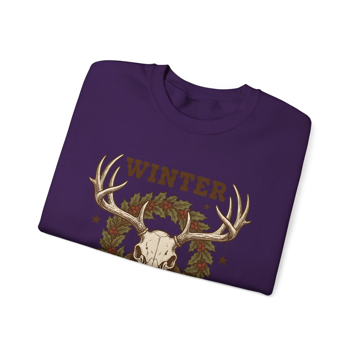 Antler Skull Sweatshirt Christmas Frost Gift Women Throwback Sweatshirt Deer Skull Sweatshirt Xmas Fan Holiday Sweatshirt Frosty Graphic Cartoon Pine Wreath