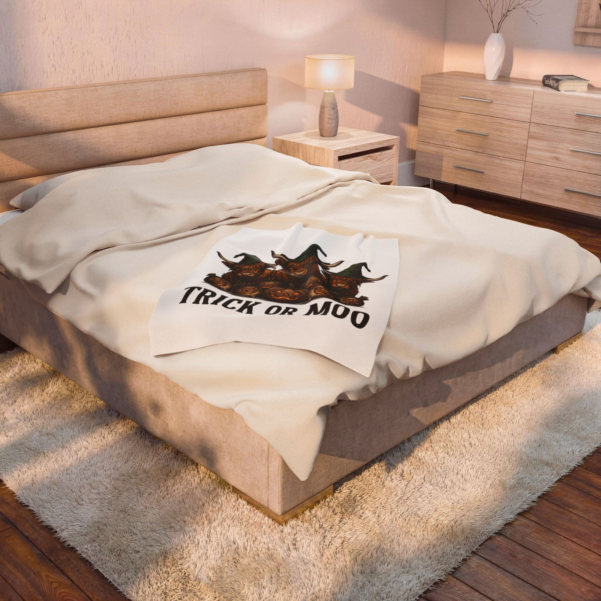 Scottish Cow Blanket Halloween Country Gift Women Retro Blanket Cow Blanket Horror Fan Vintage Blanket Rural Graphic Sketch Gourd Blanket