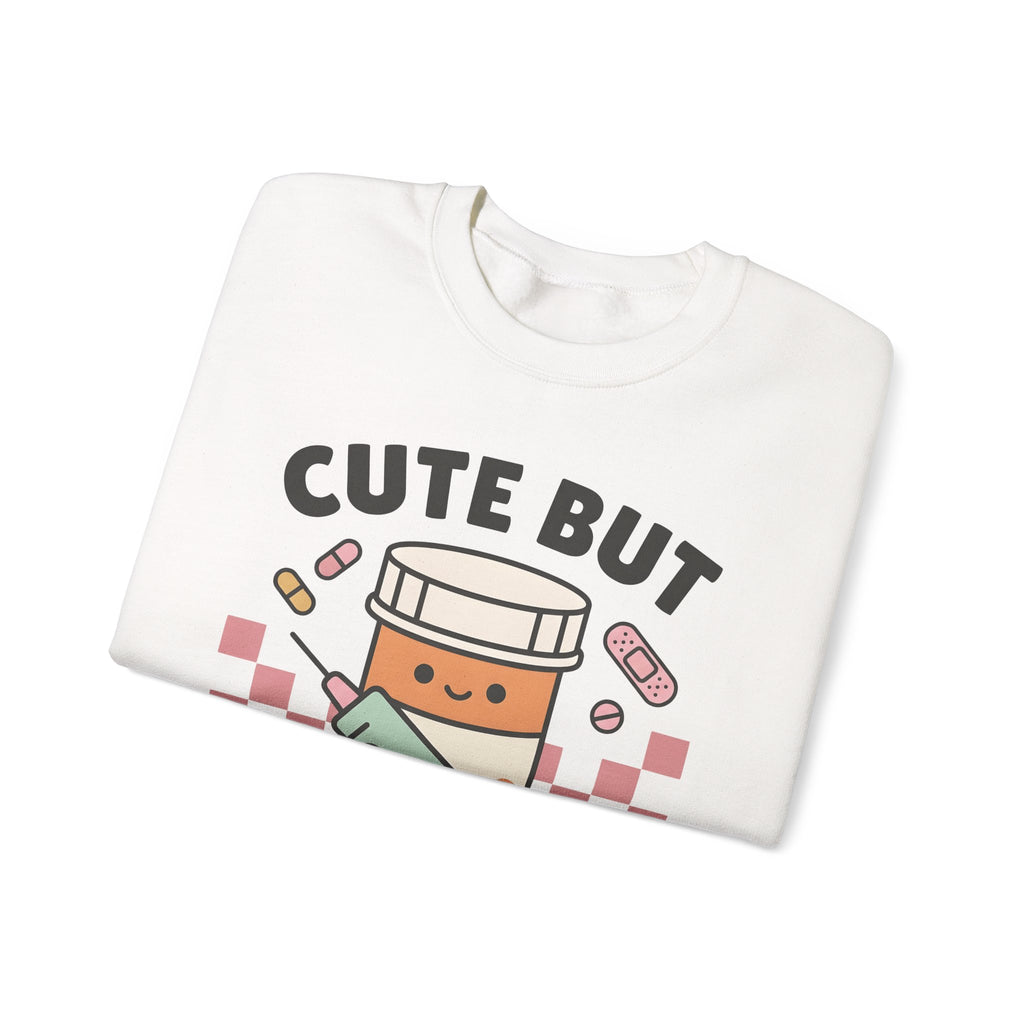 Pill Bottle Syringe Sweatshirt Nurses Medical Gift Women Kawaii Sweatshirt Medication Sweatshirt Nurse Enthusiast Cute Sweatshirt Healthcare Graphic Cartoon