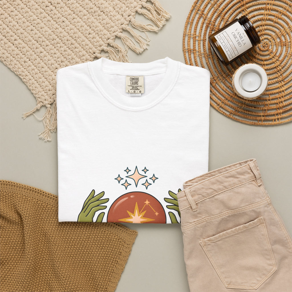 Crystal Ball T-Shirt Boho Chic Astrology Gift Women Mystical T-Shirt Oracle Glass T-Shirt Bohemian Enthusiast Esoteric Graphic Astrology