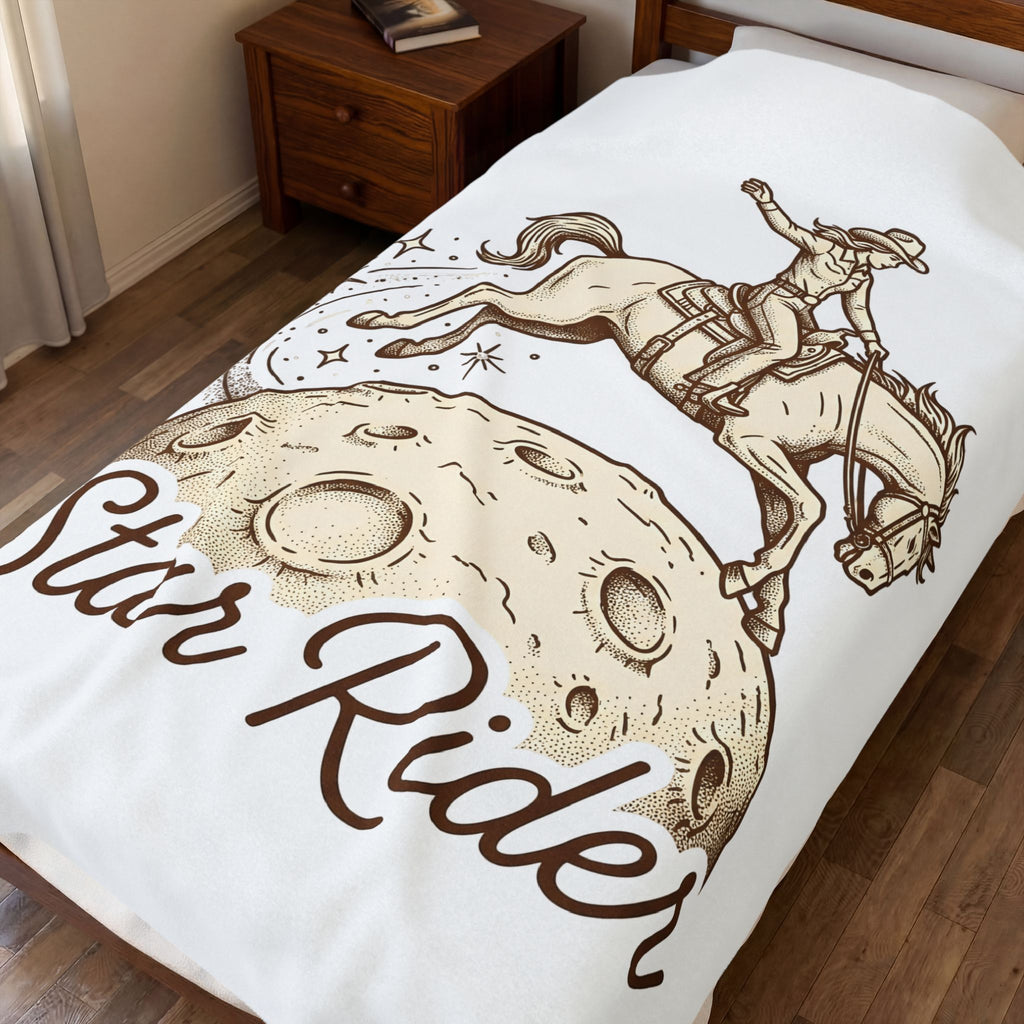 Cowboy Horse Cowgirl Ranch Gift Retro Stallion Cowboy Fan Horseback Sketch Crescent Blanket