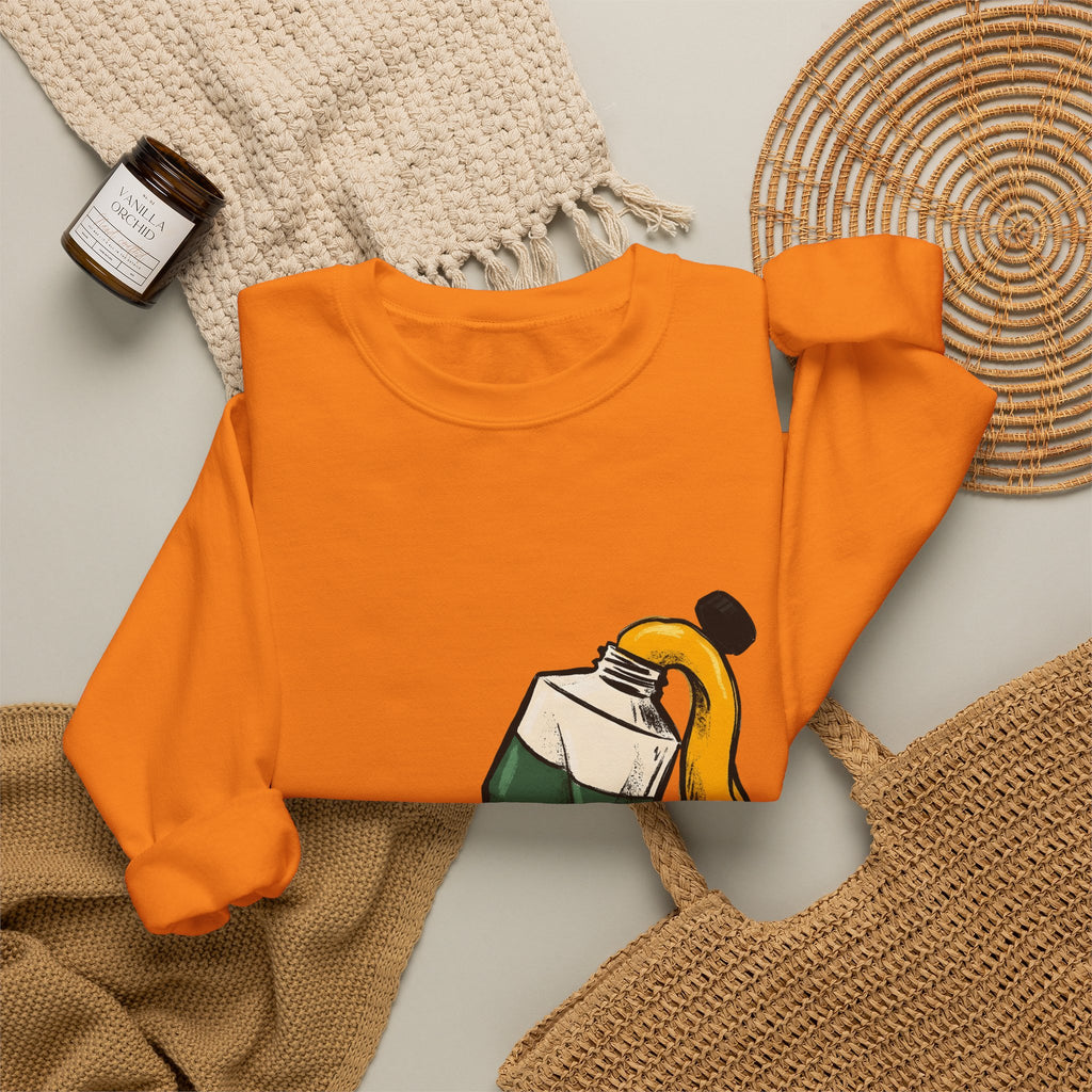 Paint Tube Sweatshirt Art Canvas Gift Women Cartoon Sweatshirt Paint Tube Sweatshirt Artist Fan Artistic Sweatshirt Canvas Graphic Line Art Paint Splash Sweatshirt