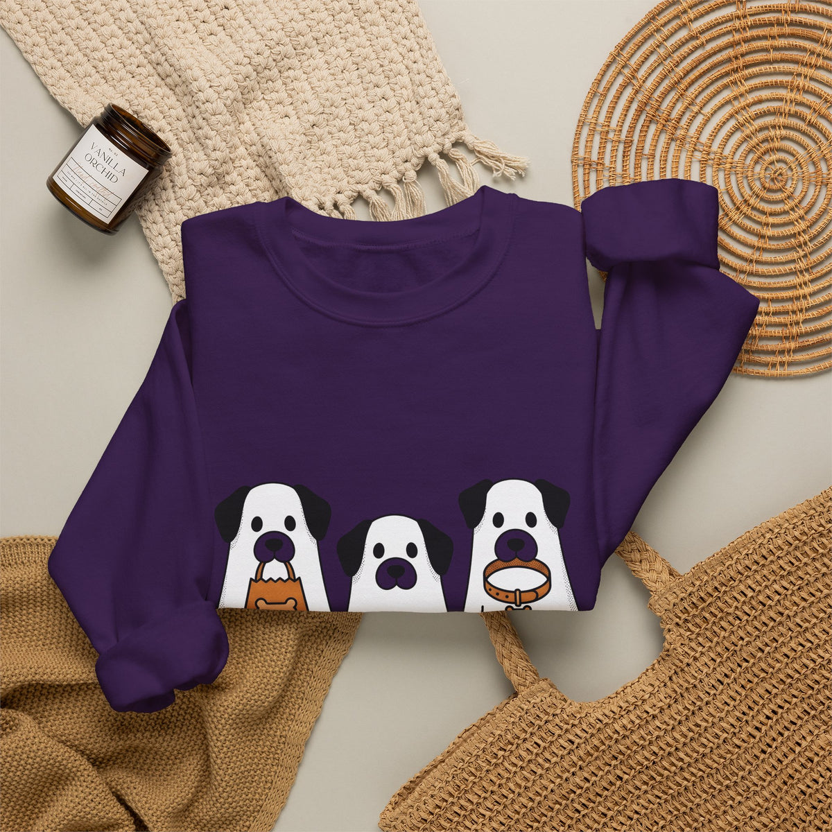 Phantom Puppies Halloween Pet Owner Gift Comic Ghost Dogs Spooky Fan Cartoon Dog Mom Sweatshirt