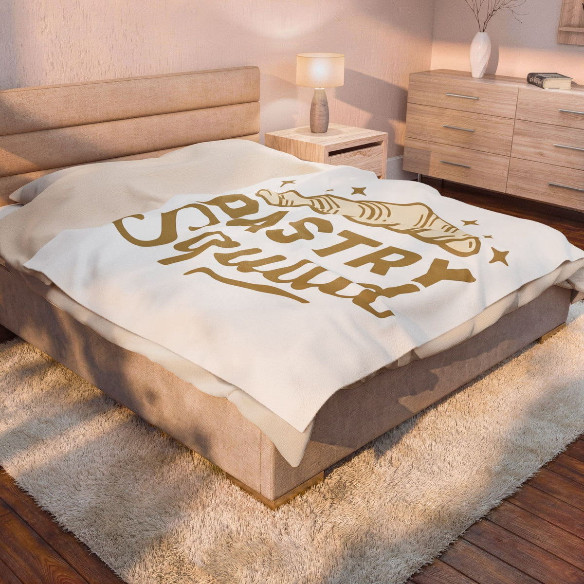 Croissant Blanket Desserts Confections Gift Women Line Art Blanket Pastry Blanket Sweets Fan Minimalist Blanket Treat Graphic Classic Glimmers
