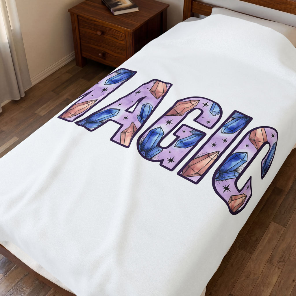 Gemstone Illustration Blanket Moms Metaphysical Gift Women Hippie Blanket Crystal Blanket Mother Enthusiast Spiritual Blanket Esoteric Graphic