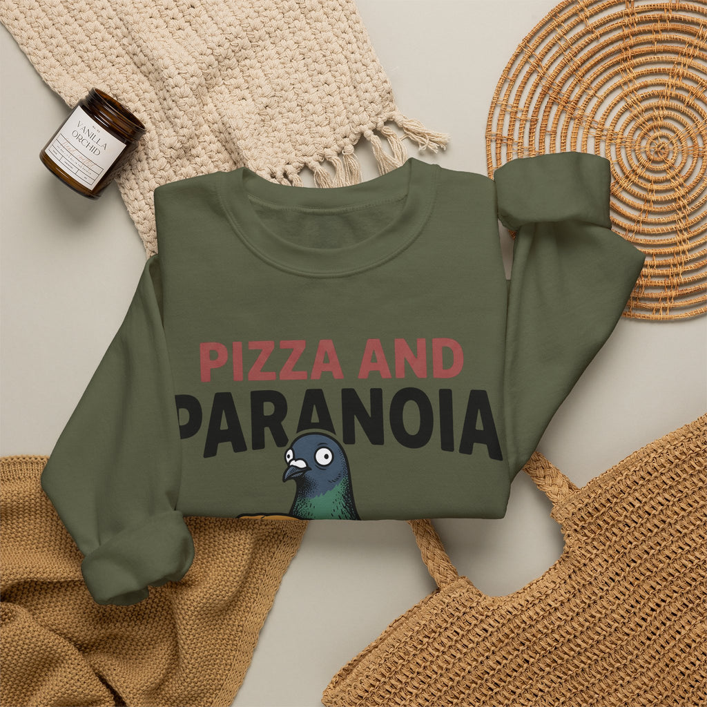 Bird Pizza Sweatshirt Funny Wildlife Gift Women Animated Sweatshirt Pizza Sweatshirt Humor Fan Cartoon Sweatshirt Animal Graphic Retro Meal Sweatshirt