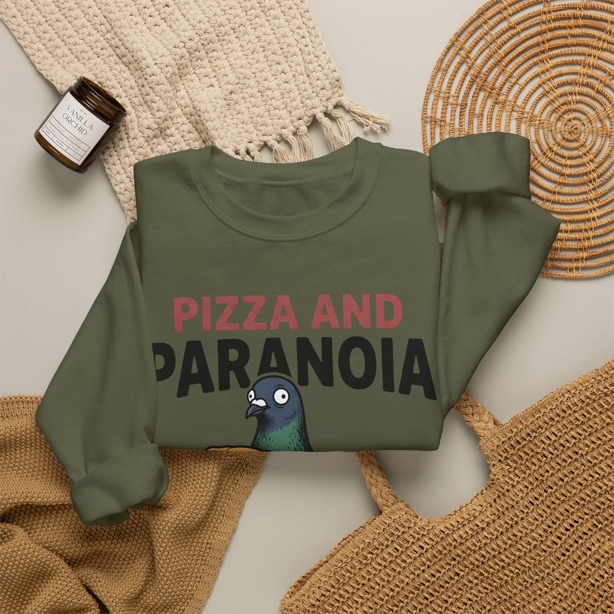 Bird Pizza Sweatshirt Funny Wildlife Gift Women Animated Sweatshirt Pizza Sweatshirt Humor Fan Cartoon Sweatshirt Animal Graphic Retro Meal Sweatshirt
