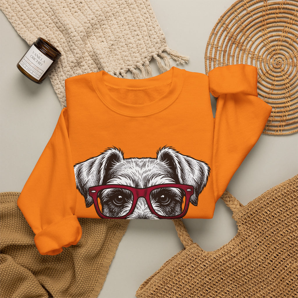 Schnauzer Pet Sweatshirt Dog Critters Gift Women Line Art Sweatshirt Dog Sweatshirt Dog Fan Dog Graphic Dog Graphic Cartoon Spectacles Sweatshirt