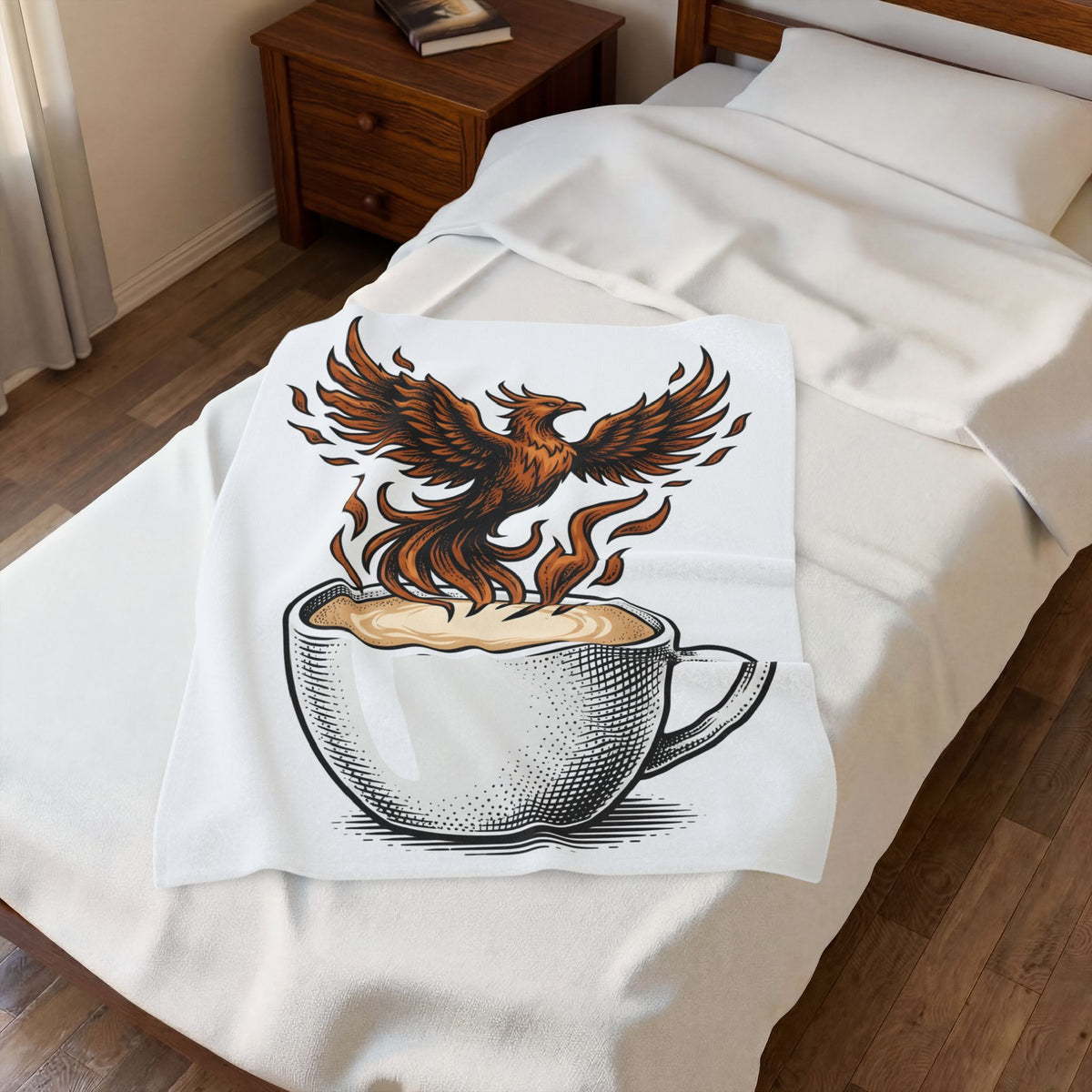 Phoenix Coffee Cup Blanket Coffee Fantasy Gift Women Tattoo Blanket Coffee Blanket Blanket Coffee Fan Ink Blanket Mythical Graphic Vintage Flames