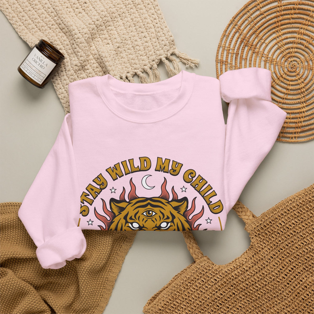 Tiger Head Sweatshirt Boho Chic Animal Gift Women Psychedelic Sweatshirt Tiger Sweatshirt Hippie Fan Tribal Graphic Vintage Rose Sweatshirt