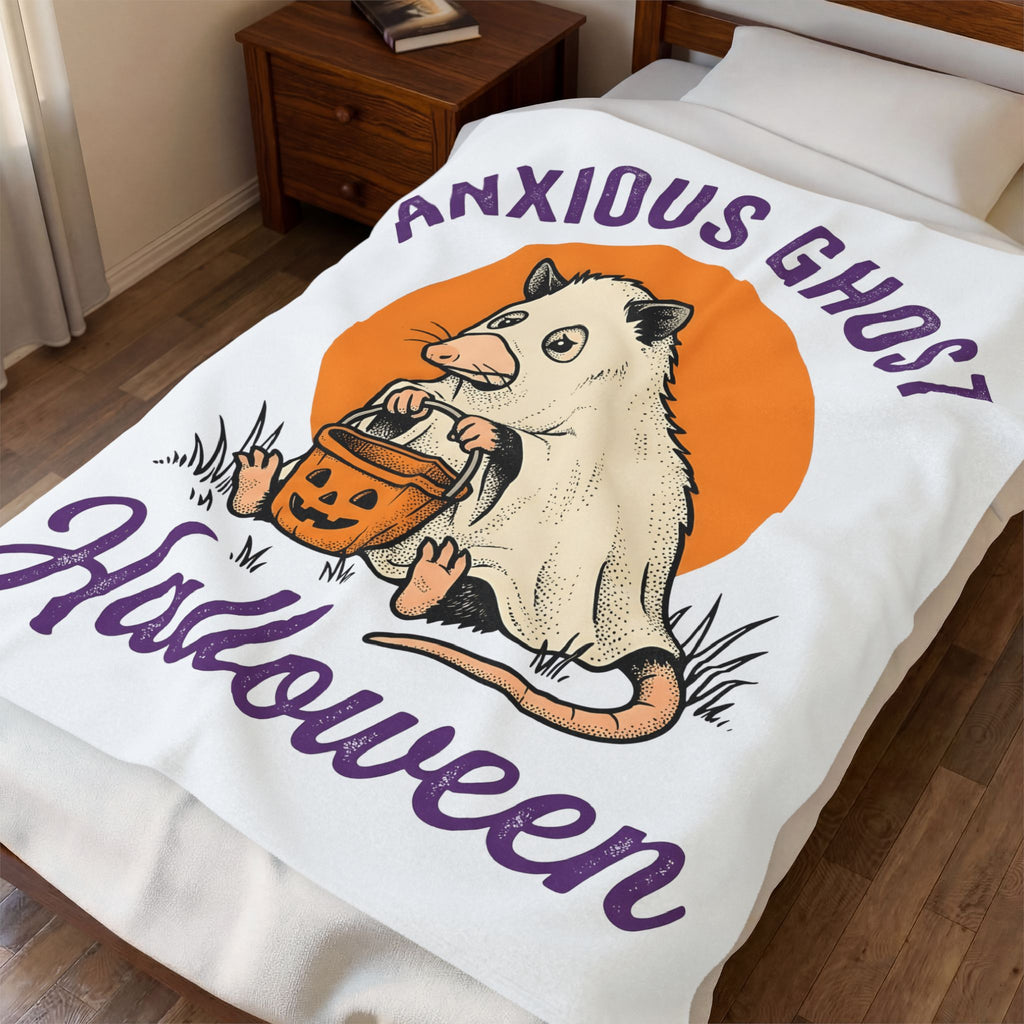Possum Phantom Blanket Halloween Creatures Gift Women Classic Blanket Opossum Blanket Spooky Fan Vintage Blanket Monster