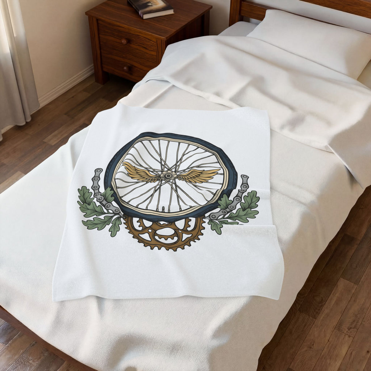 Bicycle Tire Blanket Cycling Wilderness Gift Women Hand Drawn Blanket Tire Blanket Biker Enthusiast Illustration Outdoor Graphic Line Art Angel