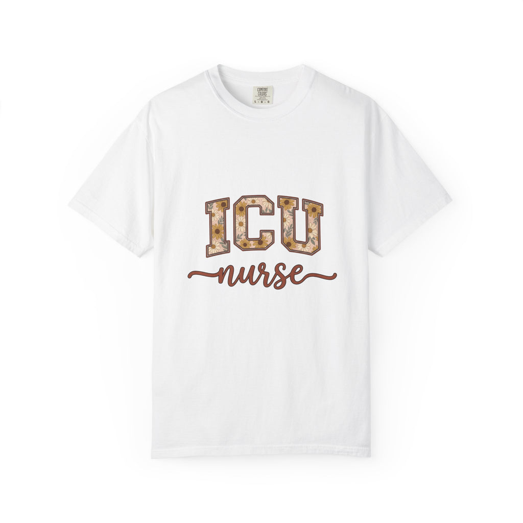Flower Varsity Letters T-Shirt Nurse Floral Gift Women Boho T-Shirt Letterman T-Shirt Healthcare Enthusiast Hippie T-Shirt Floral Design Retro