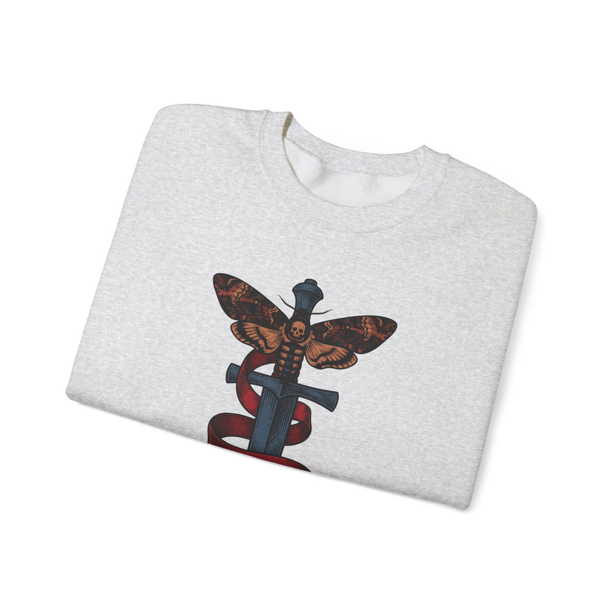 Death Moth Dagger Sweatshirt Boho Chic Gothic Gift Women Tattoo Sweatshirt Dagger Sweatshirt Bohemian Fan Ink Sweatshirt Dark Graphic Vintage Ribbon Sweatshirt