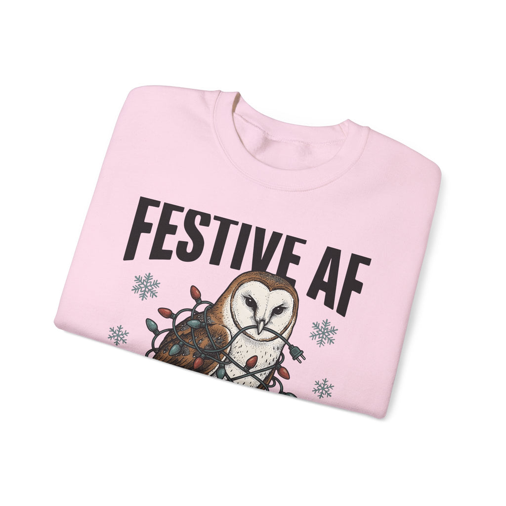 Owl Christmas Lights Christmas Animal Gift Hand Drawn Owl String Lights Xmas Fan Owl Sweatshirt