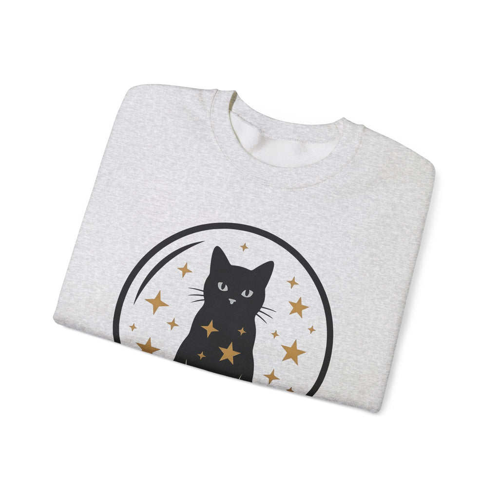 Dark Cat Orb Sweatshirt Cat Magic Gift Women Simple Sweatshirt Black Cat Ball Sweatshirt Cat Fan Feline Graphic Sweatshirt Retro Sparkles Sweatshirt