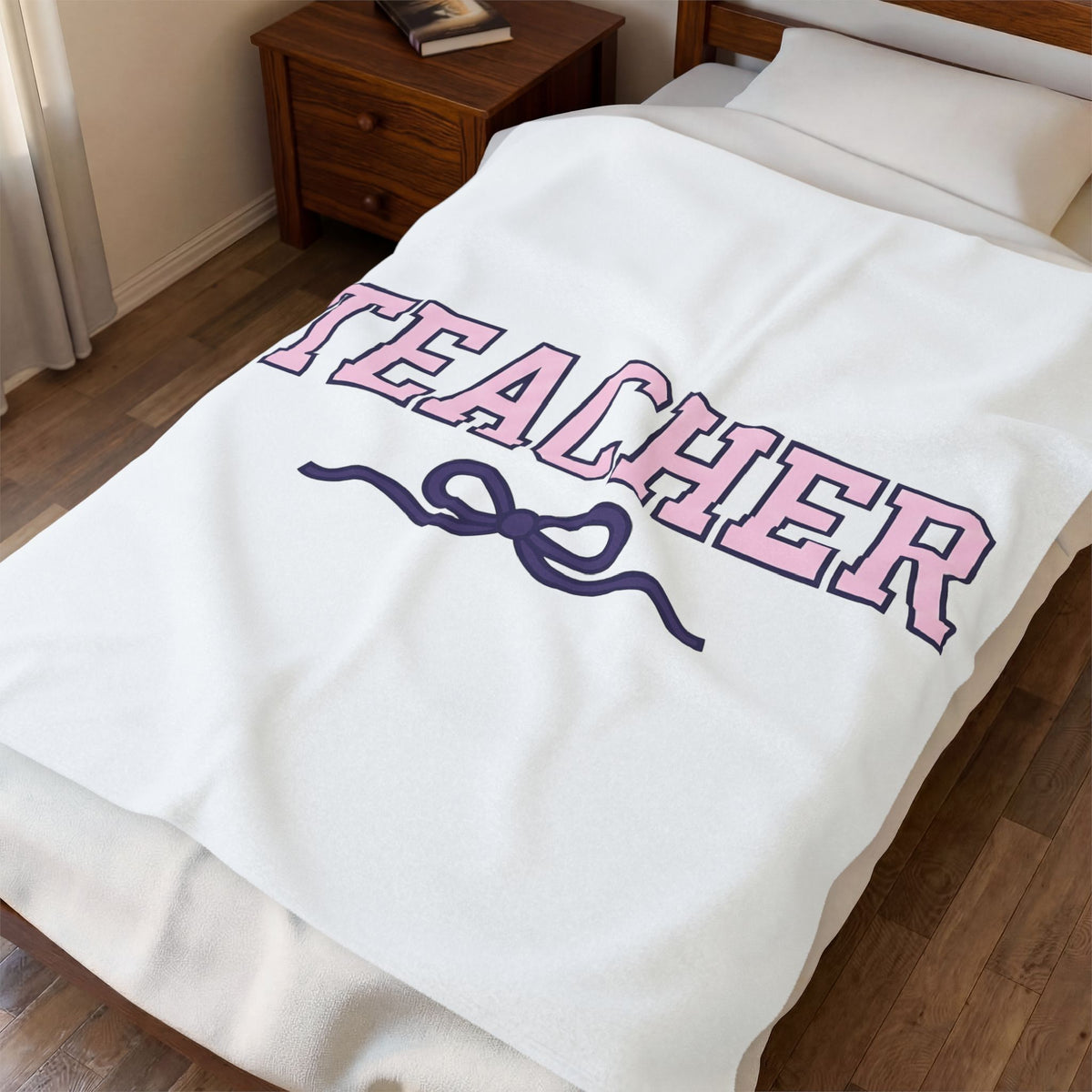 Bow Graphic Blanket Teachers Appreciation Gift Women Bold Blanket Bow Blanket Educator Enthusiast Graphic Blanket Gratitude Illustration Minimalist