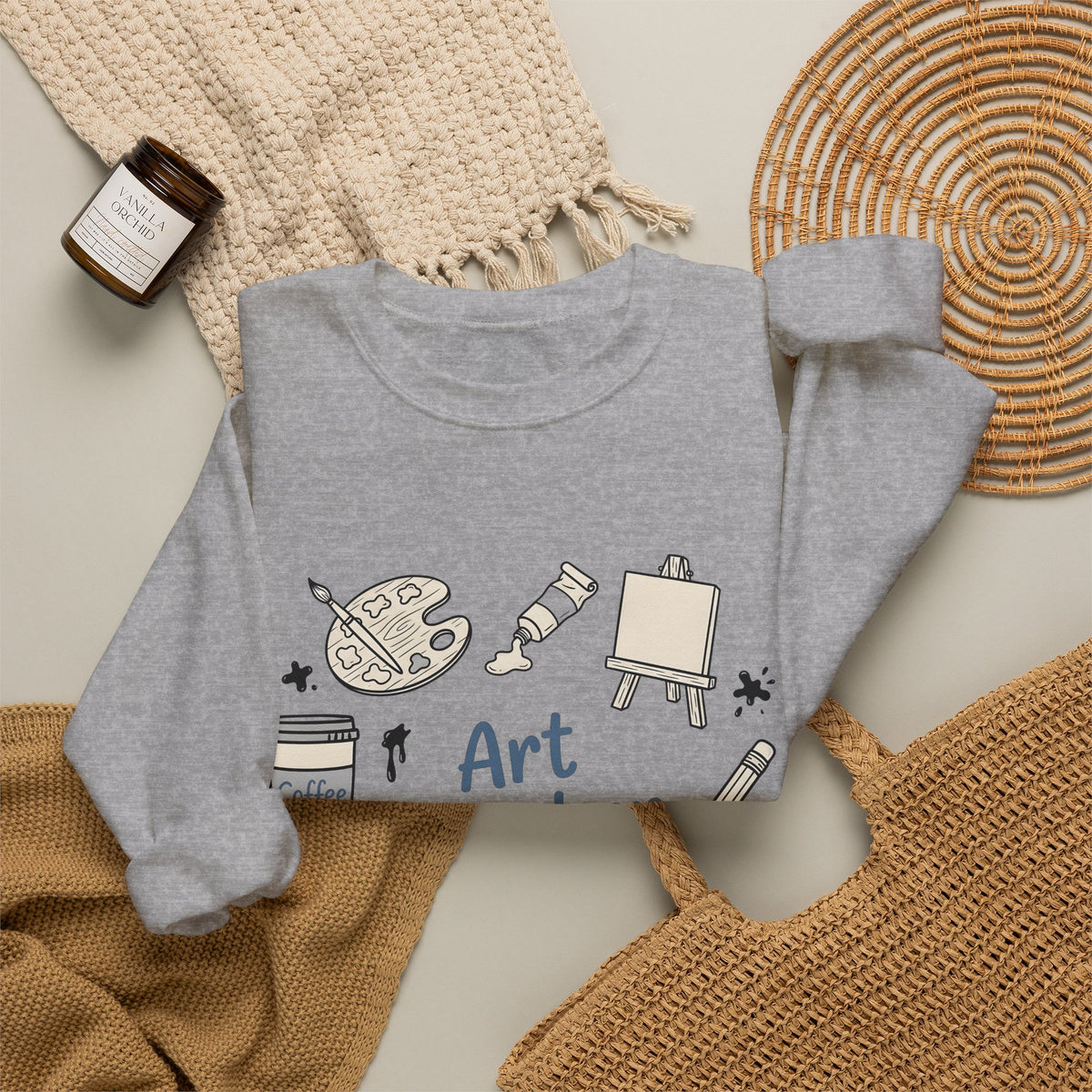 Painting Supplies Sweatshirt Teacher Study Gift Women Line Art Sweatshirt Art Materials Sweatshirt Educator Enthusiast Illustration Design Graphic Studying