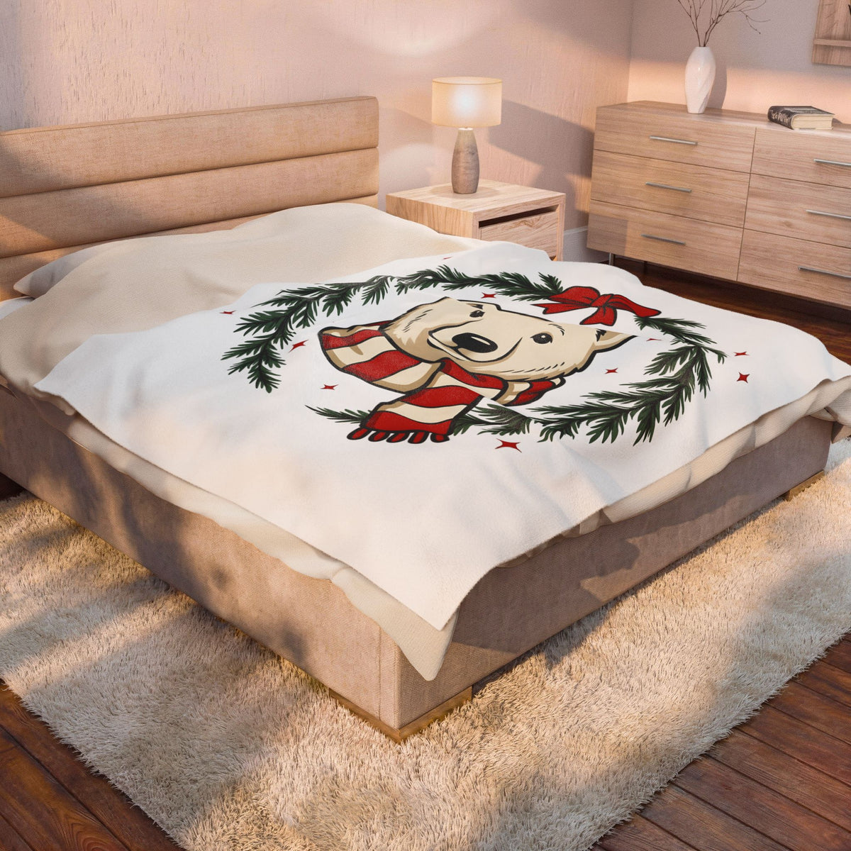 Arctic Bear Blanket Christmas Wildlife Gift Women Comic Blanket Polar Bear Blanket Xmas Fan Cartoon Blanket Animal Graphic Sketch Garland Blanket