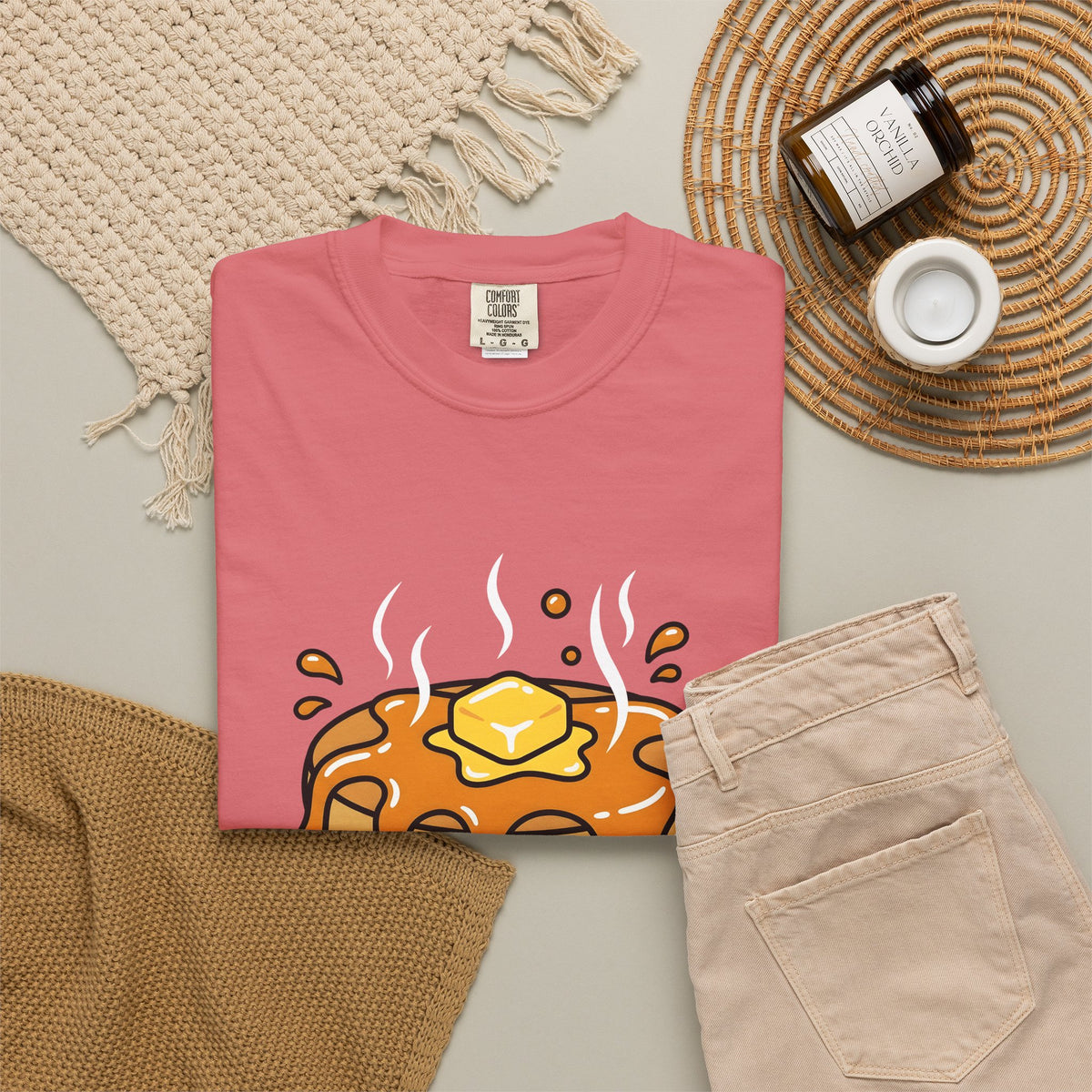 Pancake Stack Desserts Breakfast Gift Cartoon Pancakes Sweets Fan Cartoony Morning Bold Syrup T-Shirt