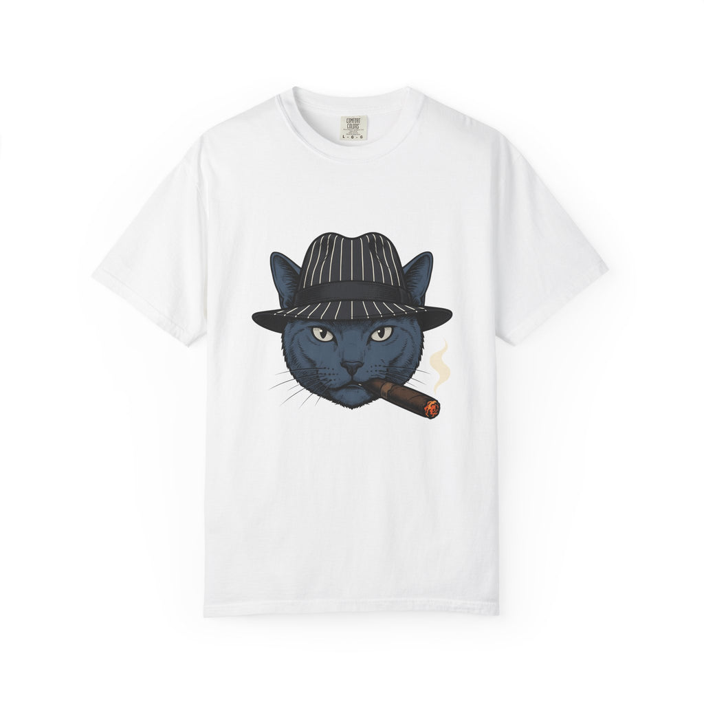 Cat Bonnet T-Shirt Cat Satire Gift Women Antique T-Shirt Headgear T-Shirt Feline Fan Vintage T-Shirt Parody Graphic Line Art Stogie T-Shirt