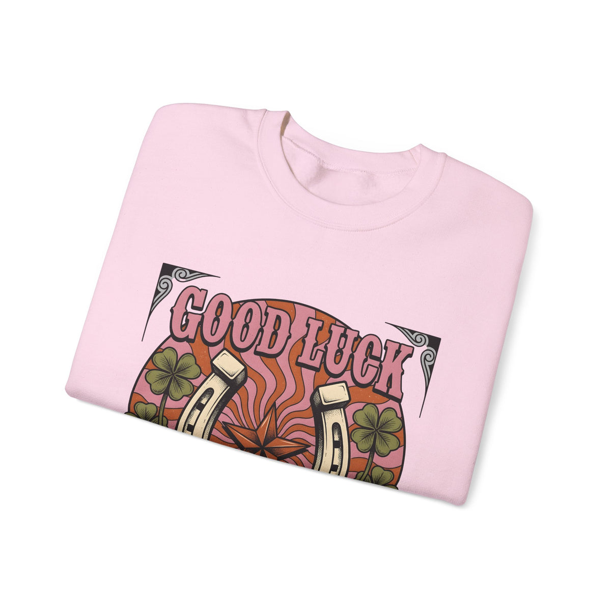 Star Horseshoe Sweatshirt Cowgirl Ranch Gift Women Old School Sweatshirt Horseshoe Sweatshirt Cowboy Fan Rodeo Sweatshirt Farm Design Hand Drawn Four Leaf