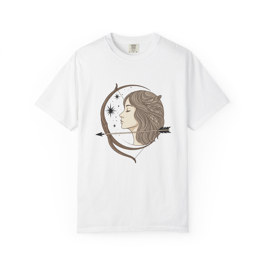 Archery Woman T-Shirt Archery Celestial Gift Women Boho T-Shirt Archer T-Shirt Archery Enthusiast Bohemian T-Shirt Galaxy Graphic Vintage Feathers