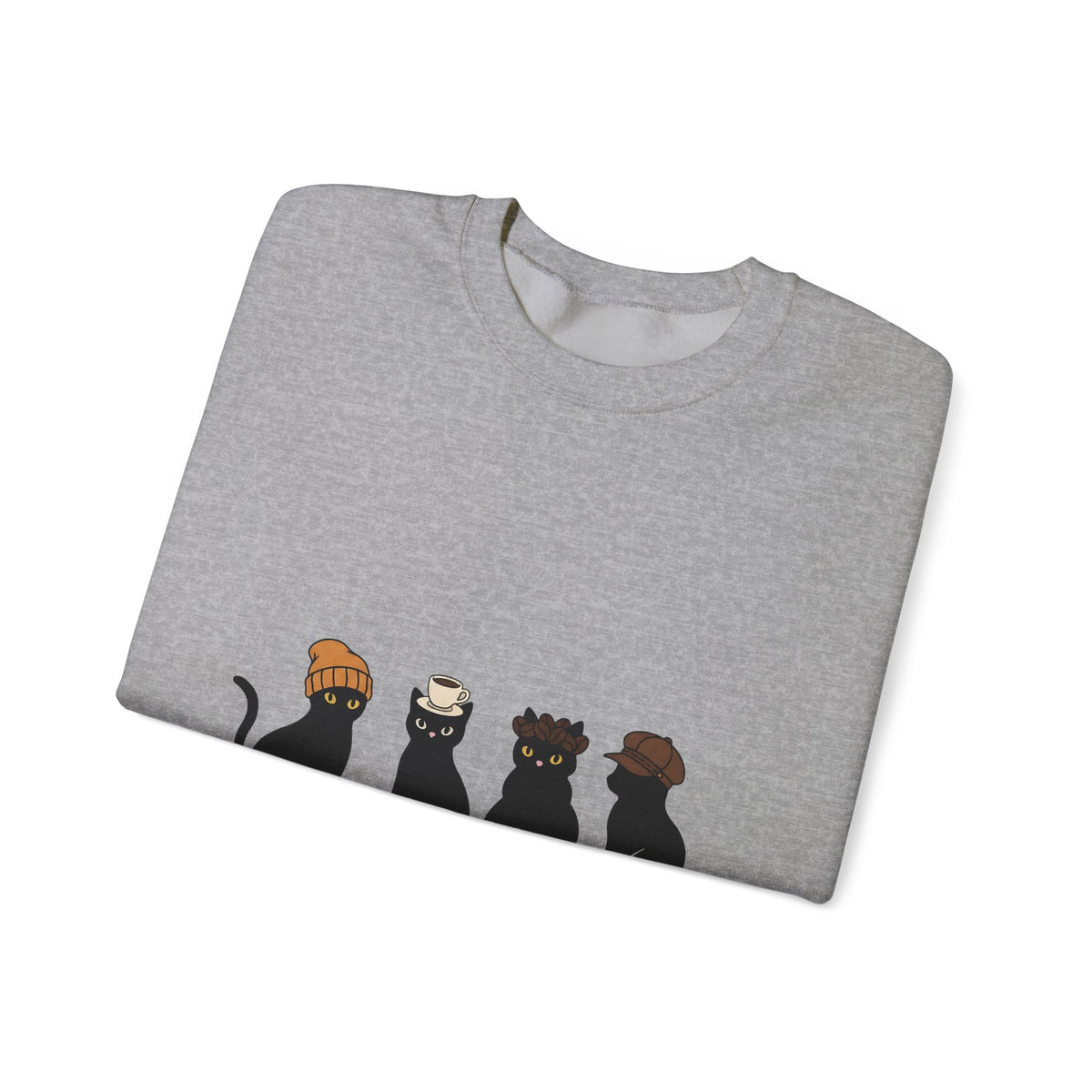 Black Cat Sweatshirt Cat Cafe Gift Women Kawaii Sweatshirt Kitty Sweatshirt Cat Fan Feline Sweatshirt Coffee Graphic Minimal Simple Hat Sweatshirt