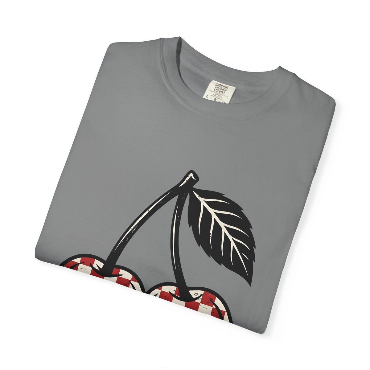 Cherry Illustration T-Shirt Moms Produce Gift Women Rustic T-Shirt Cherry T-Shirt Mother Fan Vintage T-Shirt Harvest Graphic Nostalgic Plaid Design