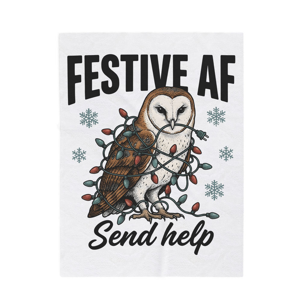 Owl Christmas Lights Christmas Animal Gift Hand Drawn Owl String Lights Xmas Fan Owl Blanket