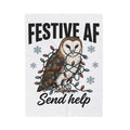 Owl Christmas Lights Christmas Animal Gift Hand Drawn Owl String Lights Xmas Fan Owl Blanket